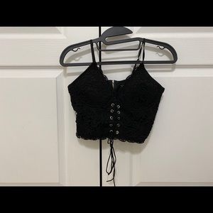 Black lace crop top